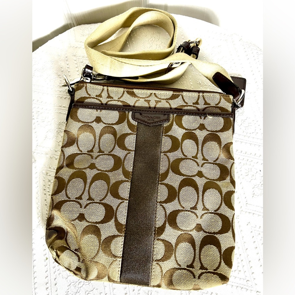 COACH💥VINTAGE~LIMITED EDITION💥BROWN SIGNATURE CROSSBODY MESSENGER BAG
